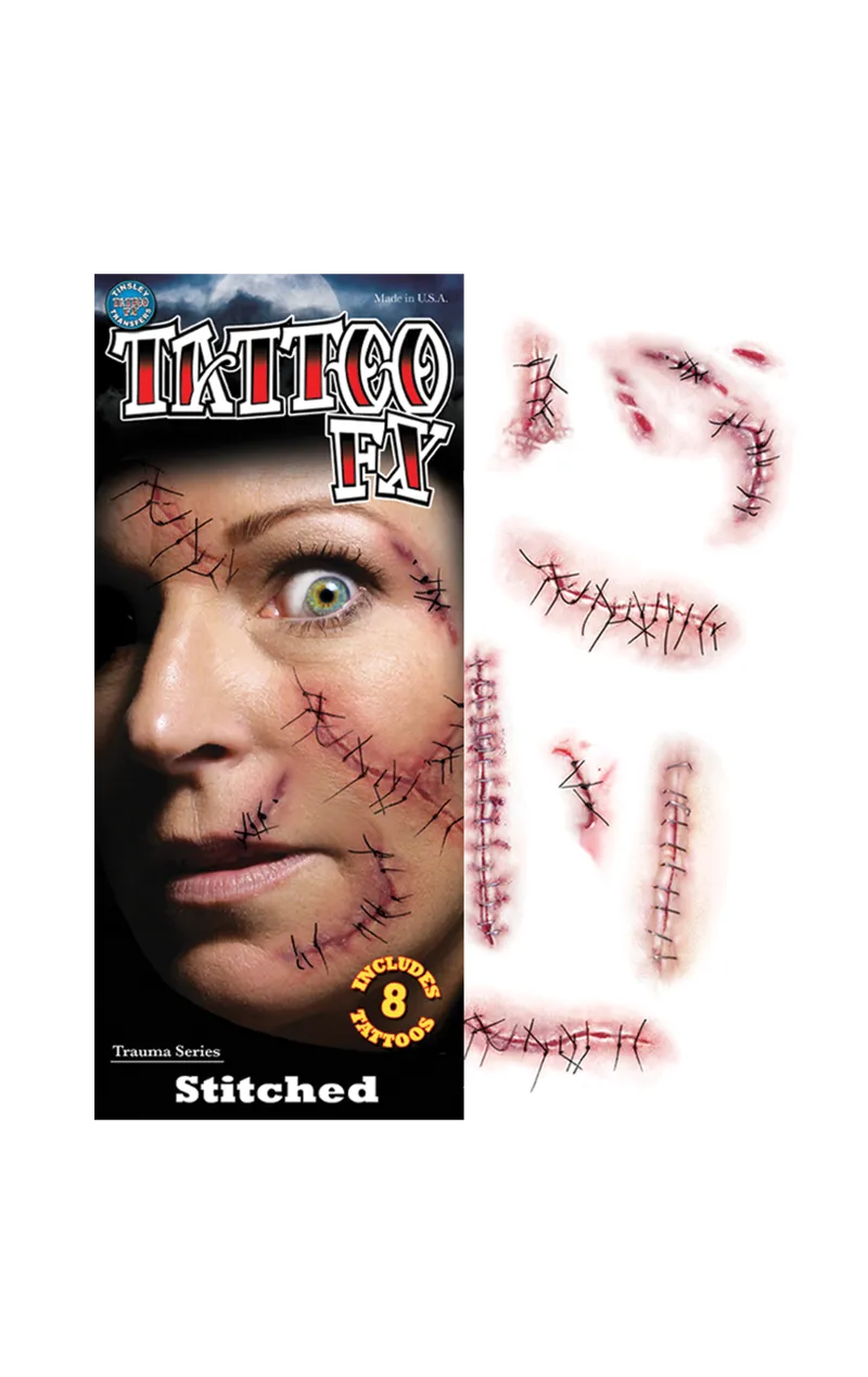 Stapled and Stitched Temporary Tattoos Accessory