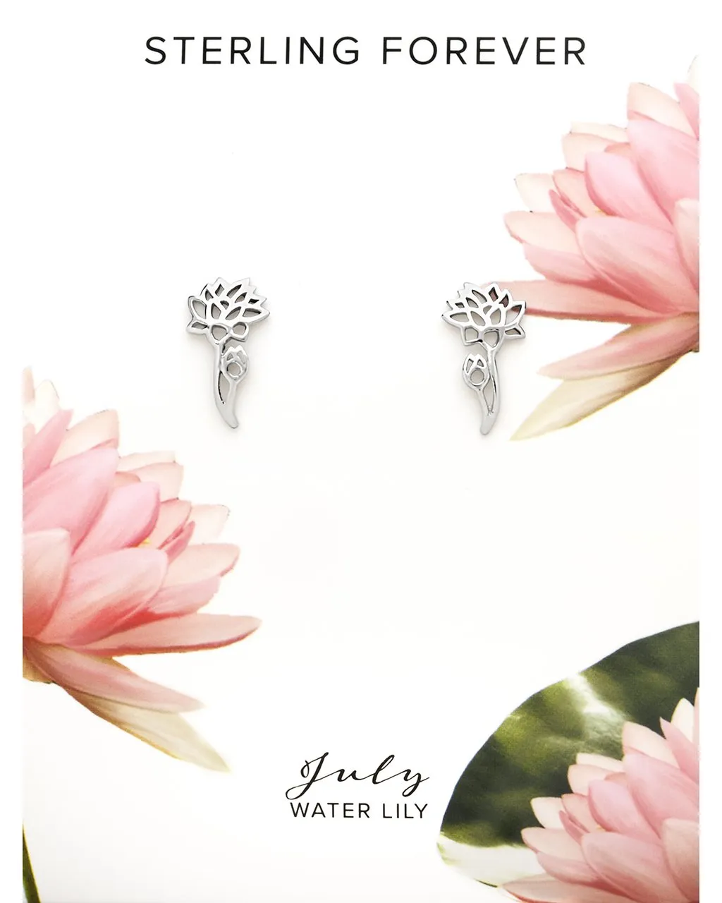 Sterling Silver Birth Flower Stud Earrings