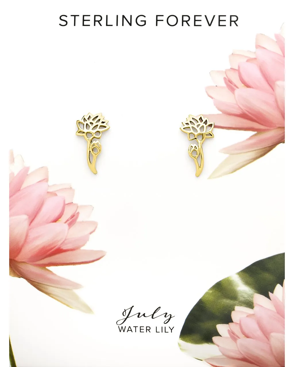 Sterling Silver Birth Flower Stud Earrings