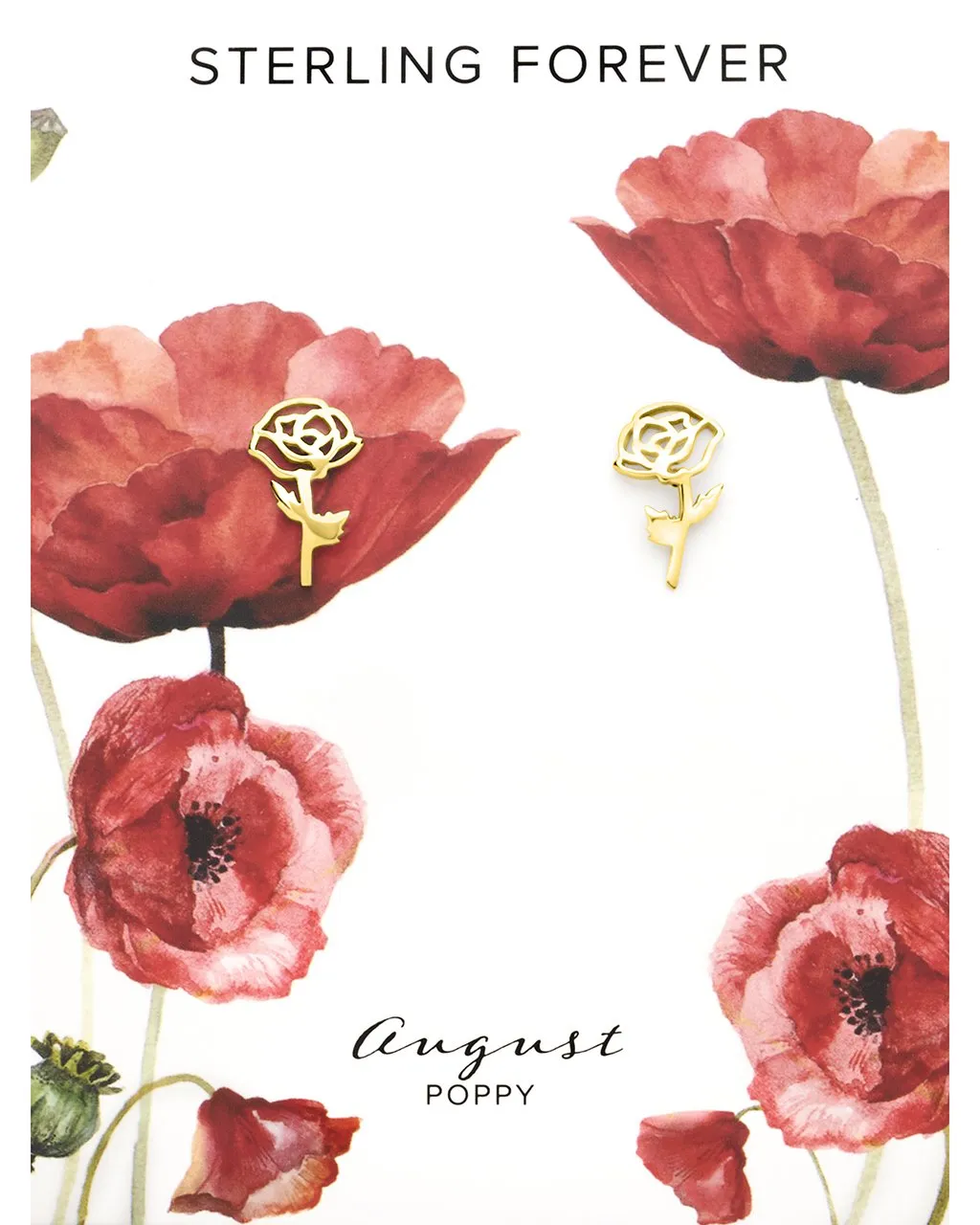 Sterling Silver Birth Flower Stud Earrings