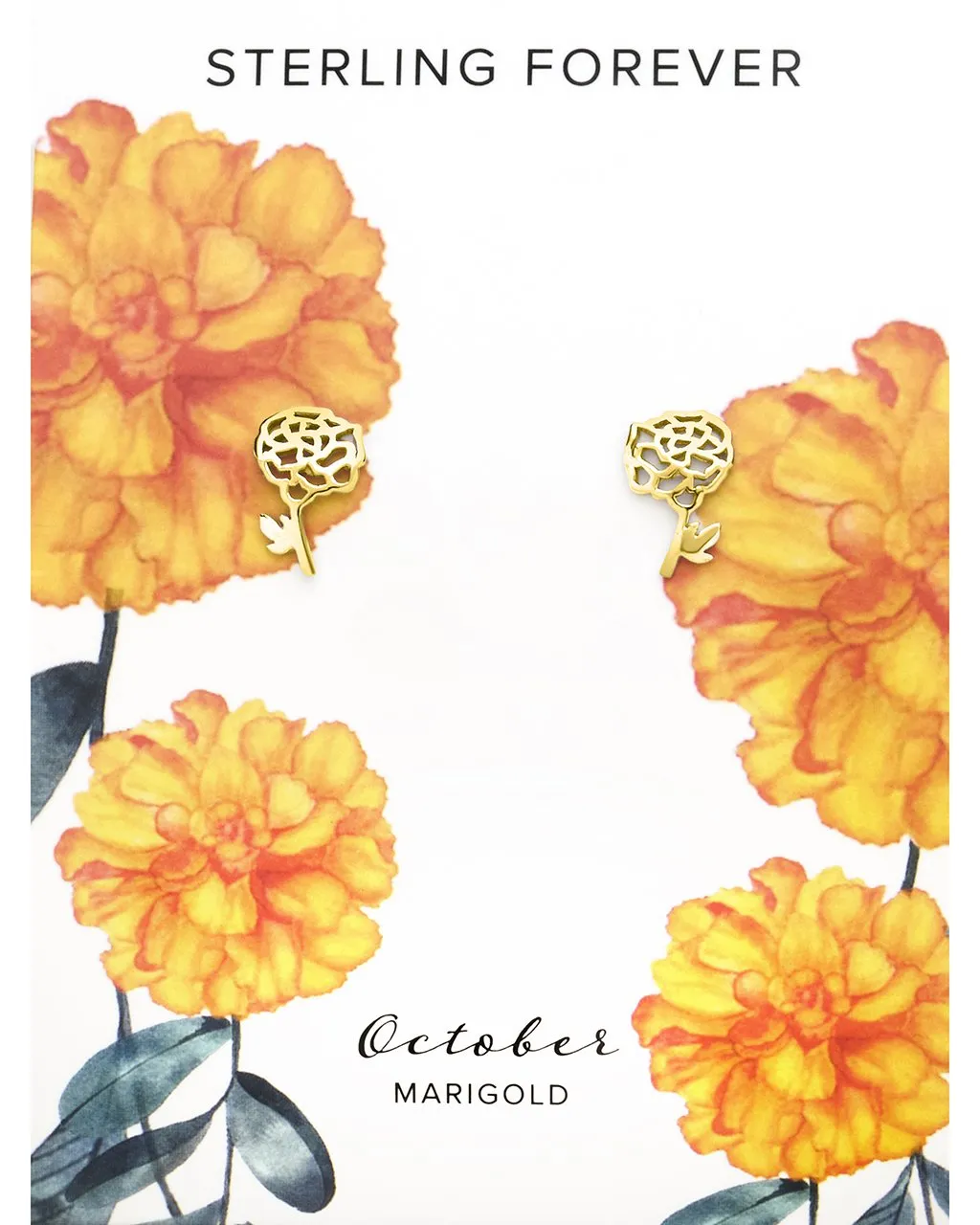 Sterling Silver Birth Flower Stud Earrings