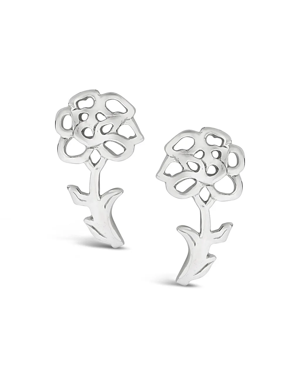 Sterling Silver Birth Flower Stud Earrings
