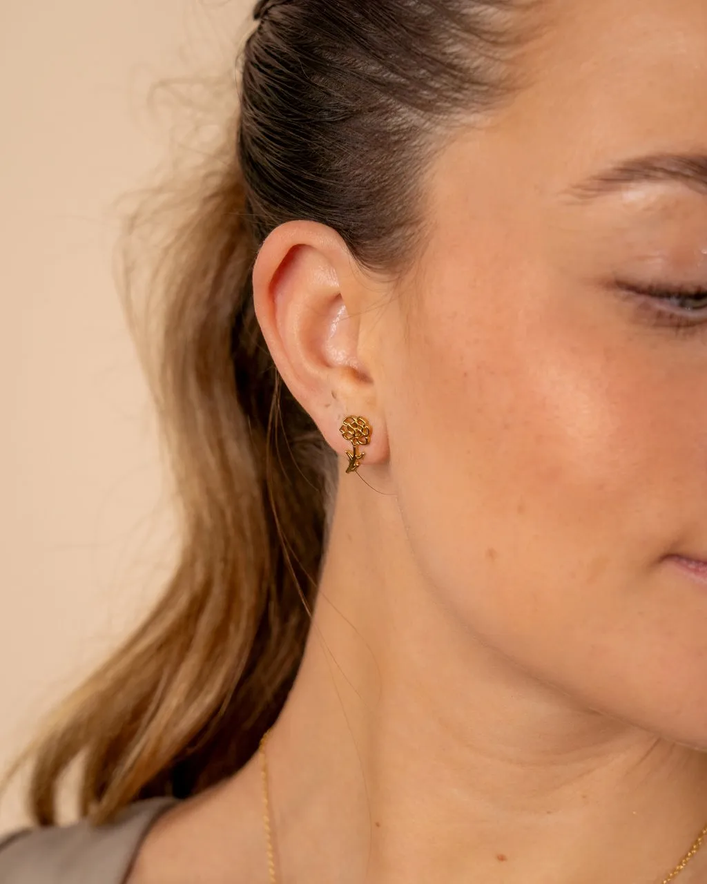 Sterling Silver Birth Flower Stud Earrings