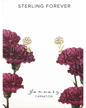Sterling Silver Birth Flower Stud Earrings