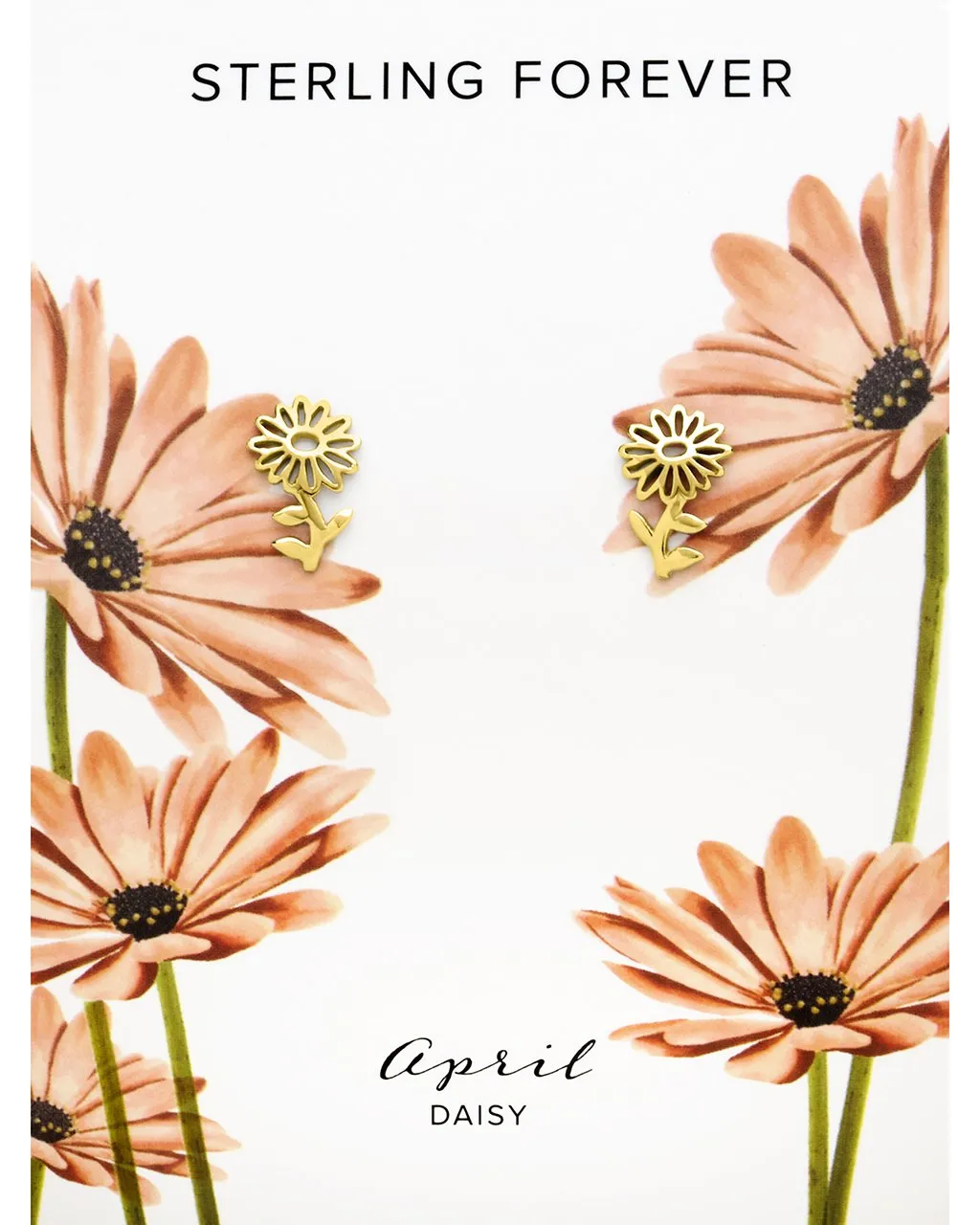Sterling Silver Birth Flower Stud Earrings