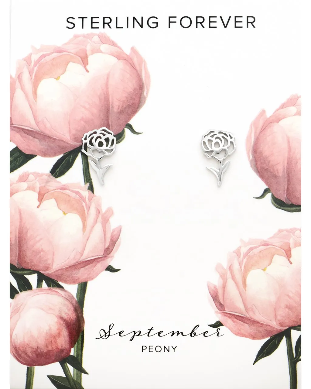 Sterling Silver Birth Flower Stud Earrings