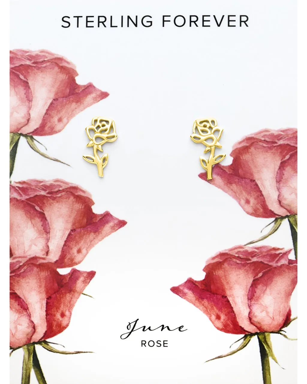 Sterling Silver Birth Flower Stud Earrings