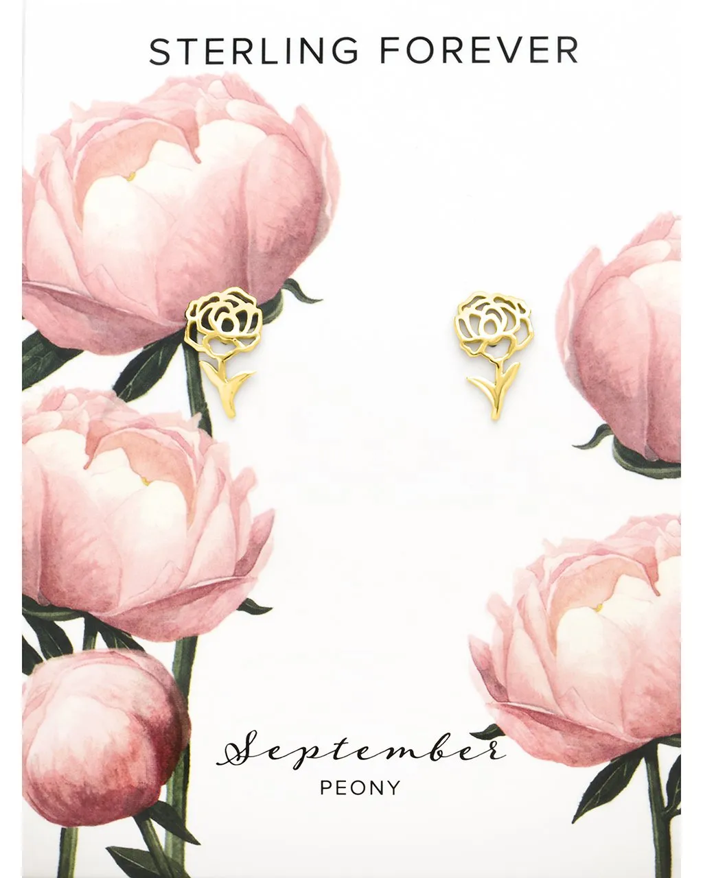 Sterling Silver Birth Flower Stud Earrings