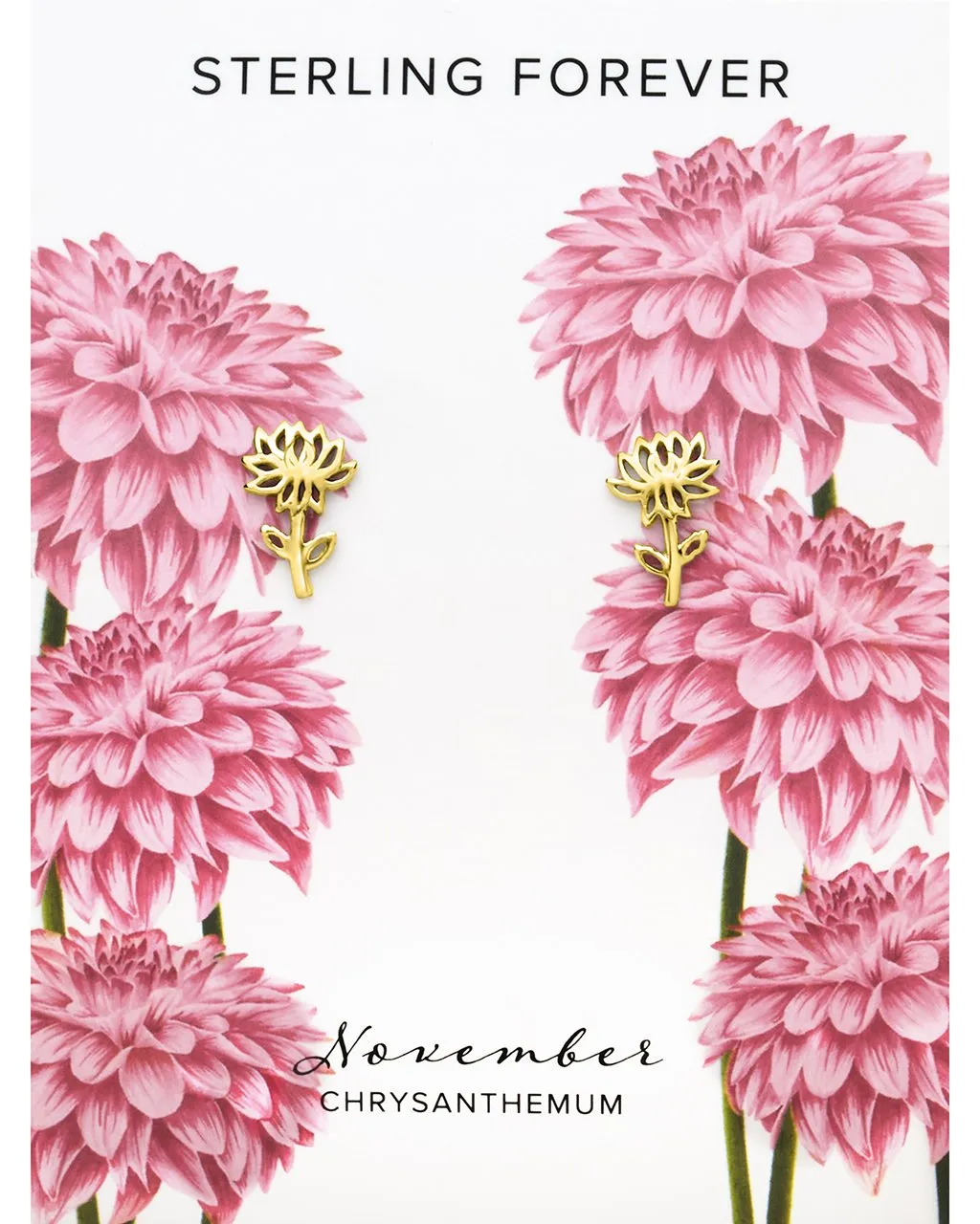 Sterling Silver Birth Flower Stud Earrings