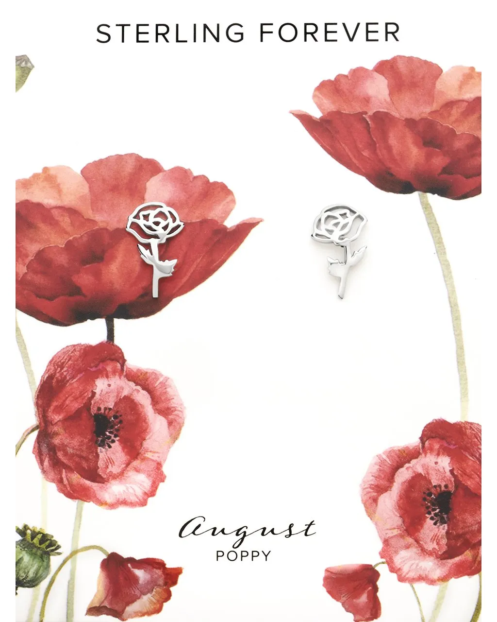 Sterling Silver Birth Flower Stud Earrings