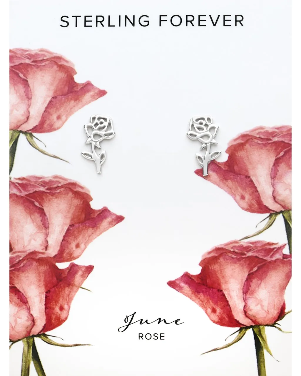 Sterling Silver Birth Flower Stud Earrings