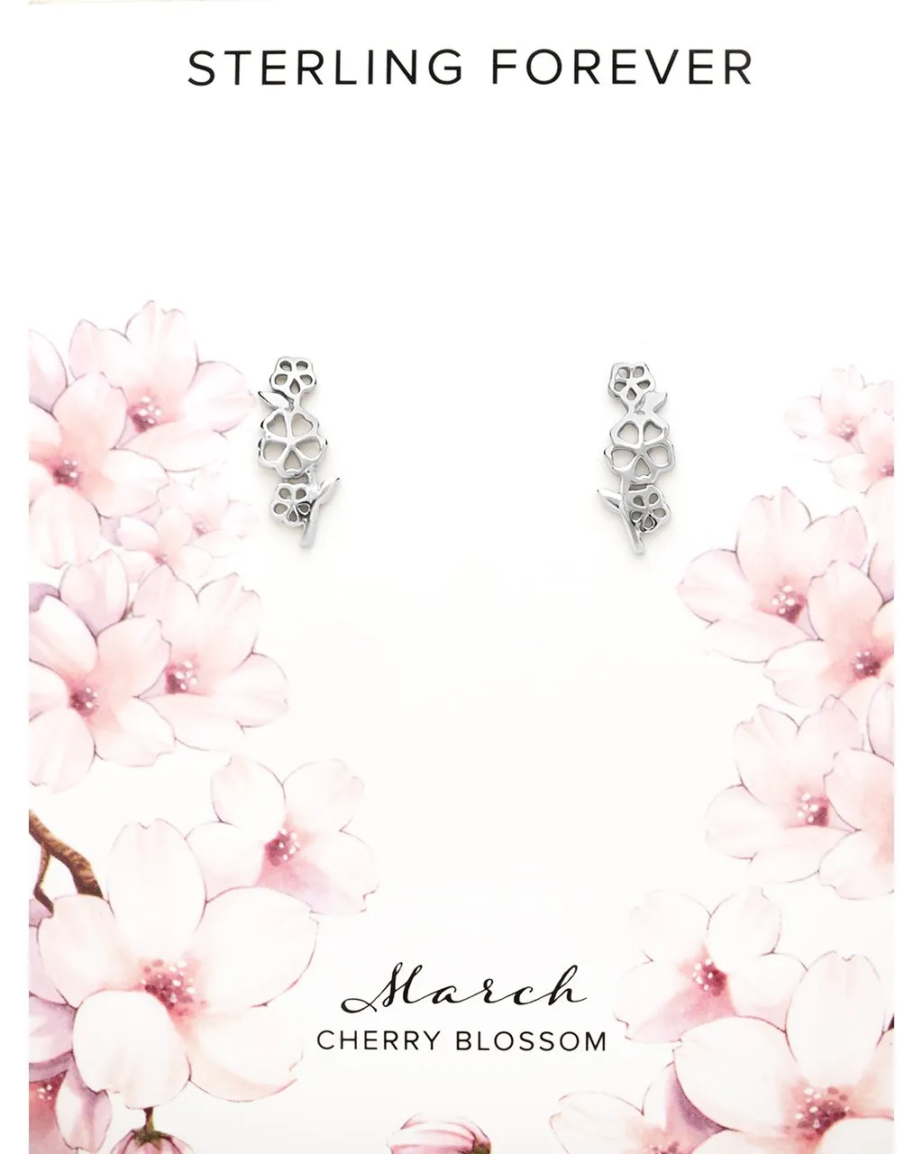 Sterling Silver Birth Flower Stud Earrings