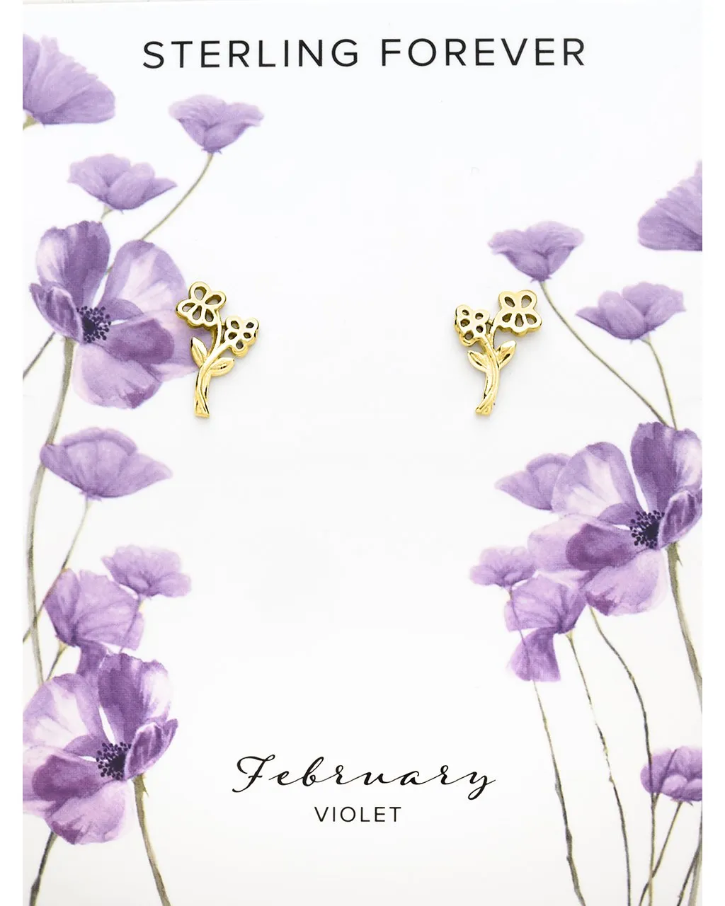 Sterling Silver Birth Flower Stud Earrings