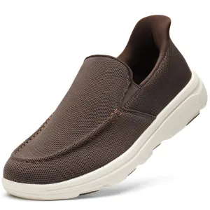 STQ Orthopedic Slip on Shoes for Men Plantar Fasciitis Casual Loafers Hands Free Walking Shoes Chestnut Brown Size 9