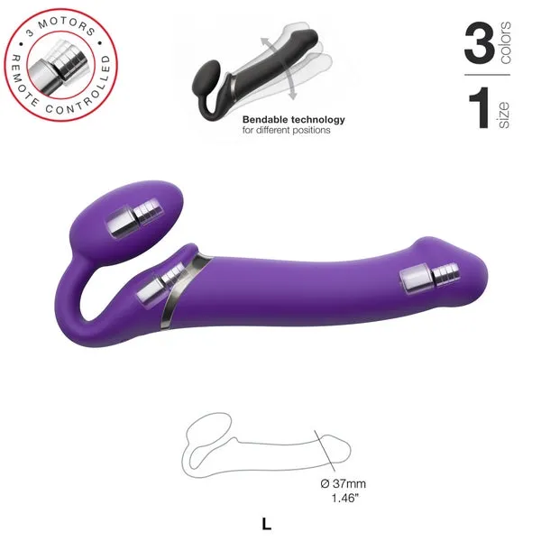 Strap-on-me Vibrating Bendable Strap-on - Size L, Purple