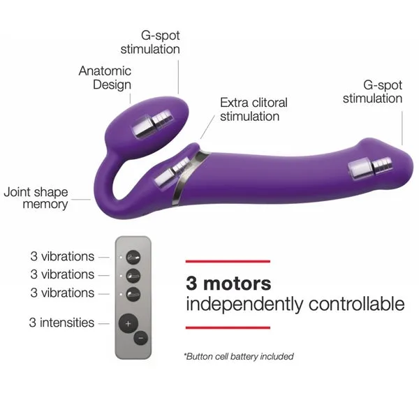 Strap-on-me Vibrating Bendable Strap-on - Size L, Purple