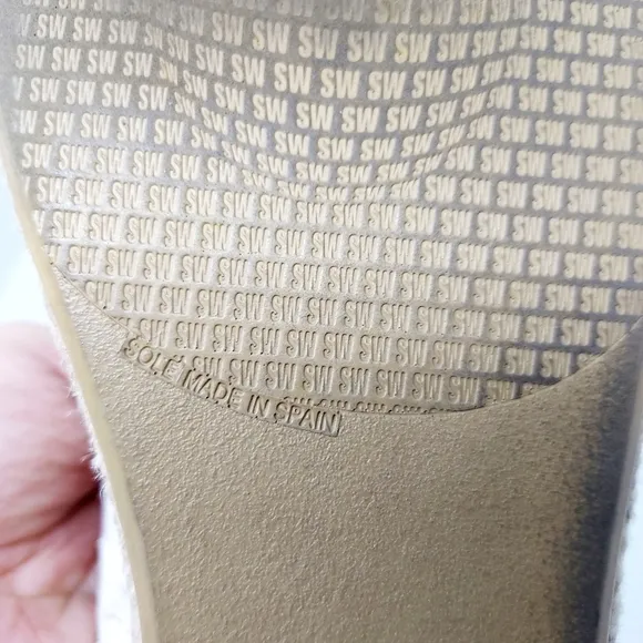 Stuart Weitzman Biarritz Cream Snake-Print Espadrille Flat Size 9M