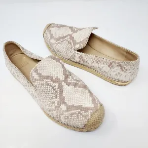 Stuart Weitzman Biarritz Cream Snake-Print Espadrille Flat Size 9M