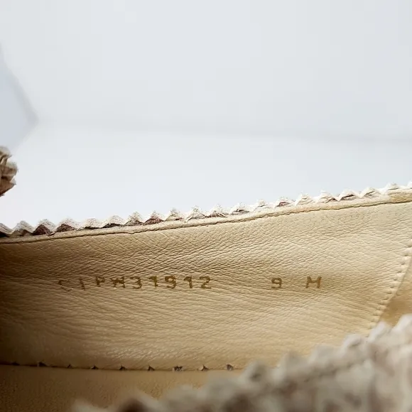 Stuart Weitzman Biarritz Cream Snake-Print Espadrille Flat Size 9M
