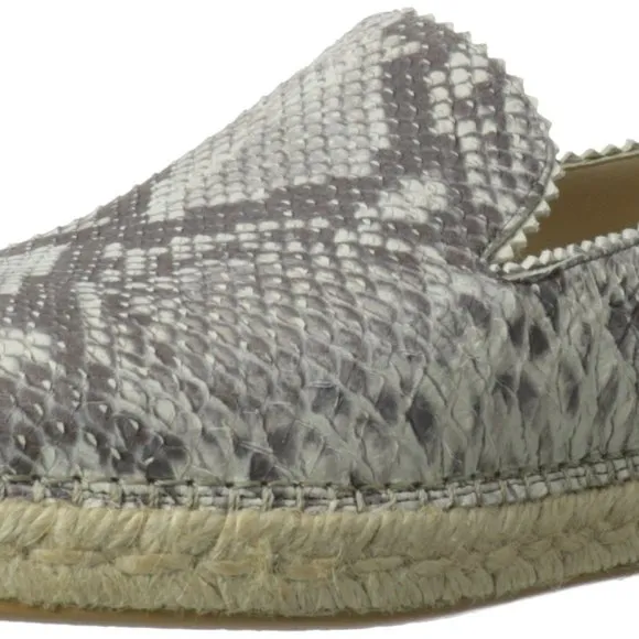 Stuart Weitzman Biarritz Cream Snake-Print Espadrille Flat Size 9M