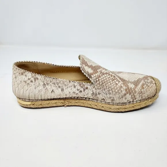 Stuart Weitzman Biarritz Cream Snake-Print Espadrille Flat Size 9M