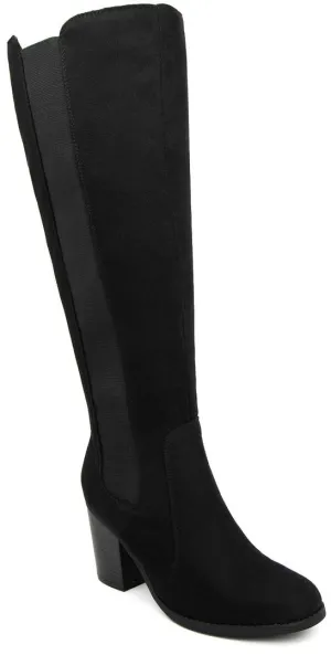 Sugar Women's Riding Boots Heeled Knee High Boot with Tall Shaft- Willetta Black Oil Fabric-10