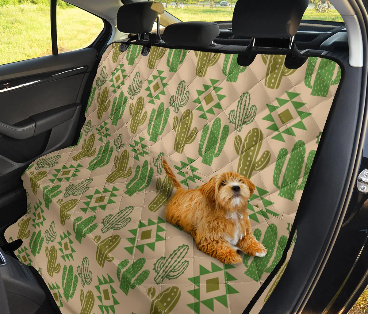 Tan Cactus Back Seat Cover For Pets Waterproof Boho