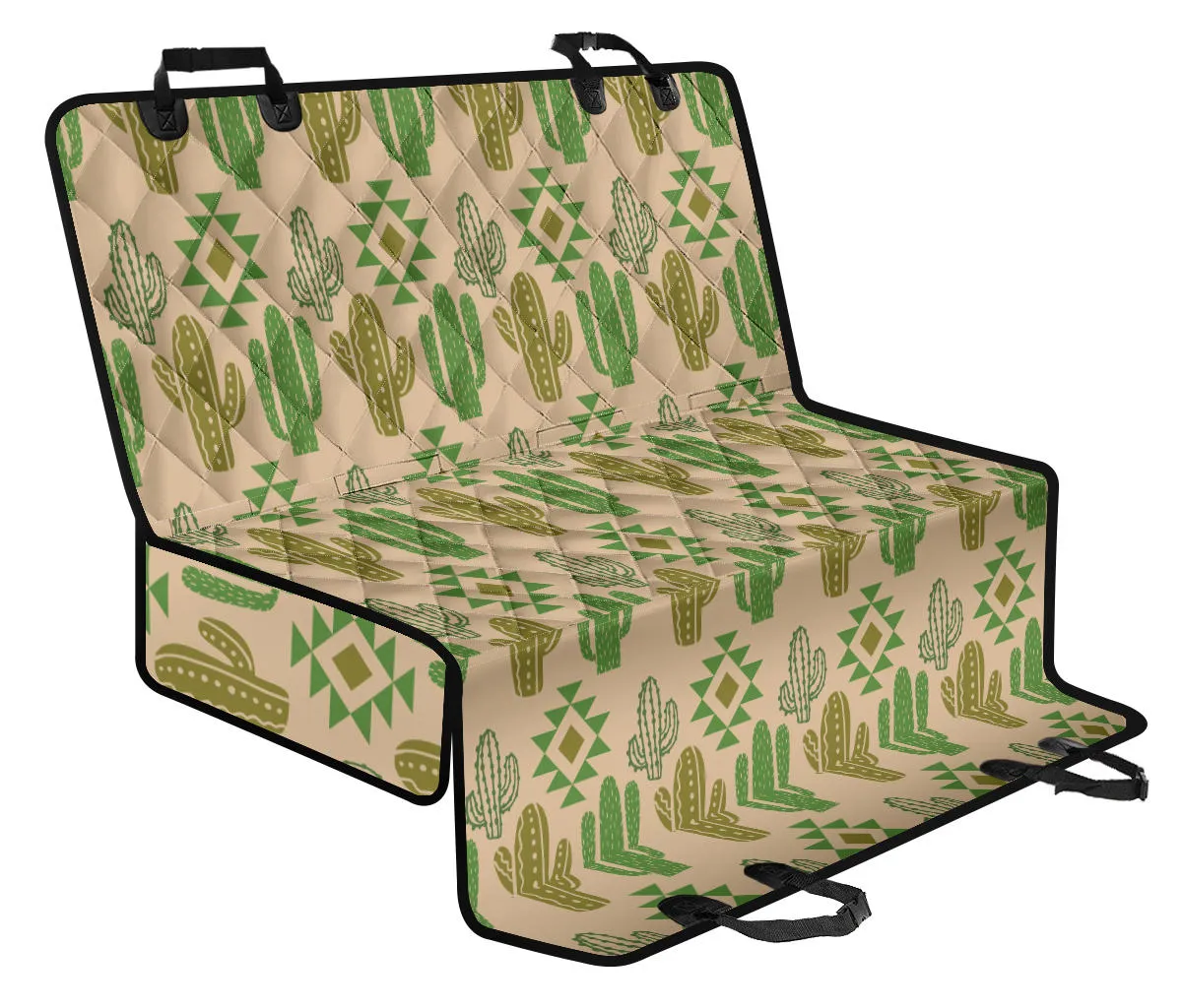Tan Cactus Back Seat Cover For Pets Waterproof Boho