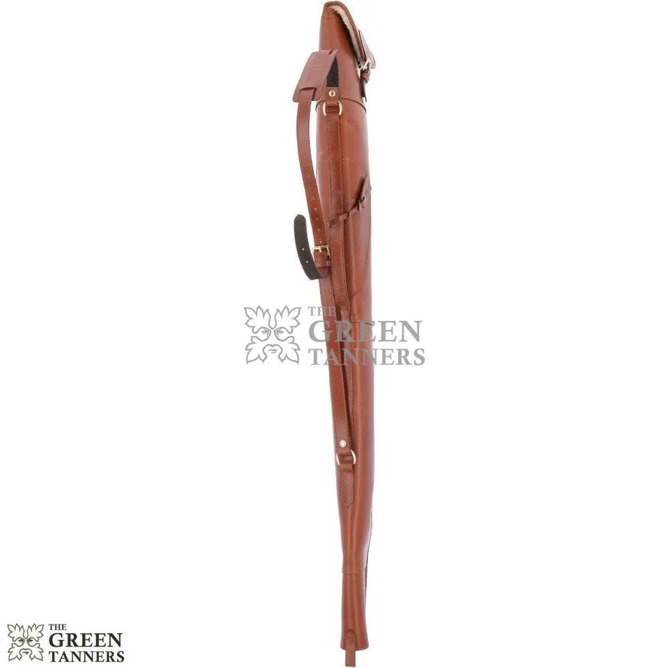 Tan Leather Shotgun Slip Case With Leather Flap Closure