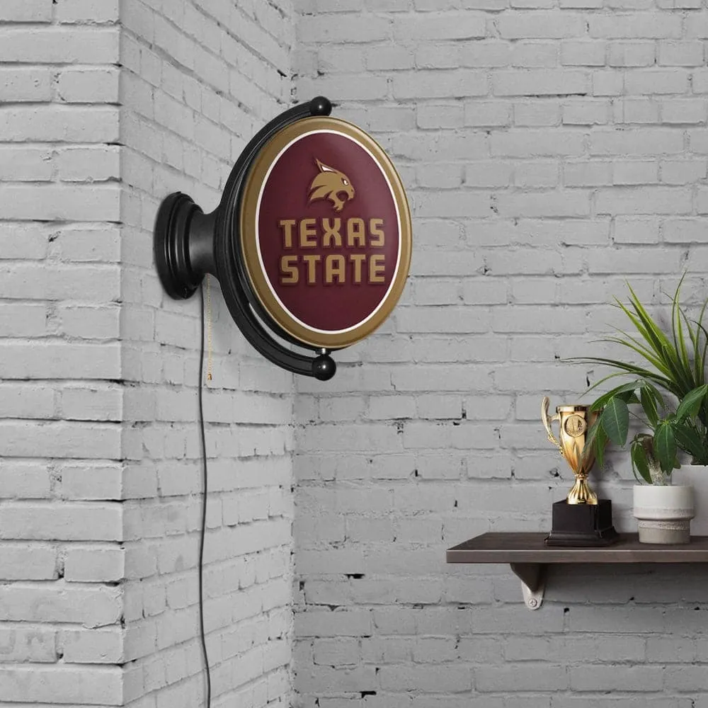 Texas State Bobcats: Original Oval Rotating Lighted Wall Sign