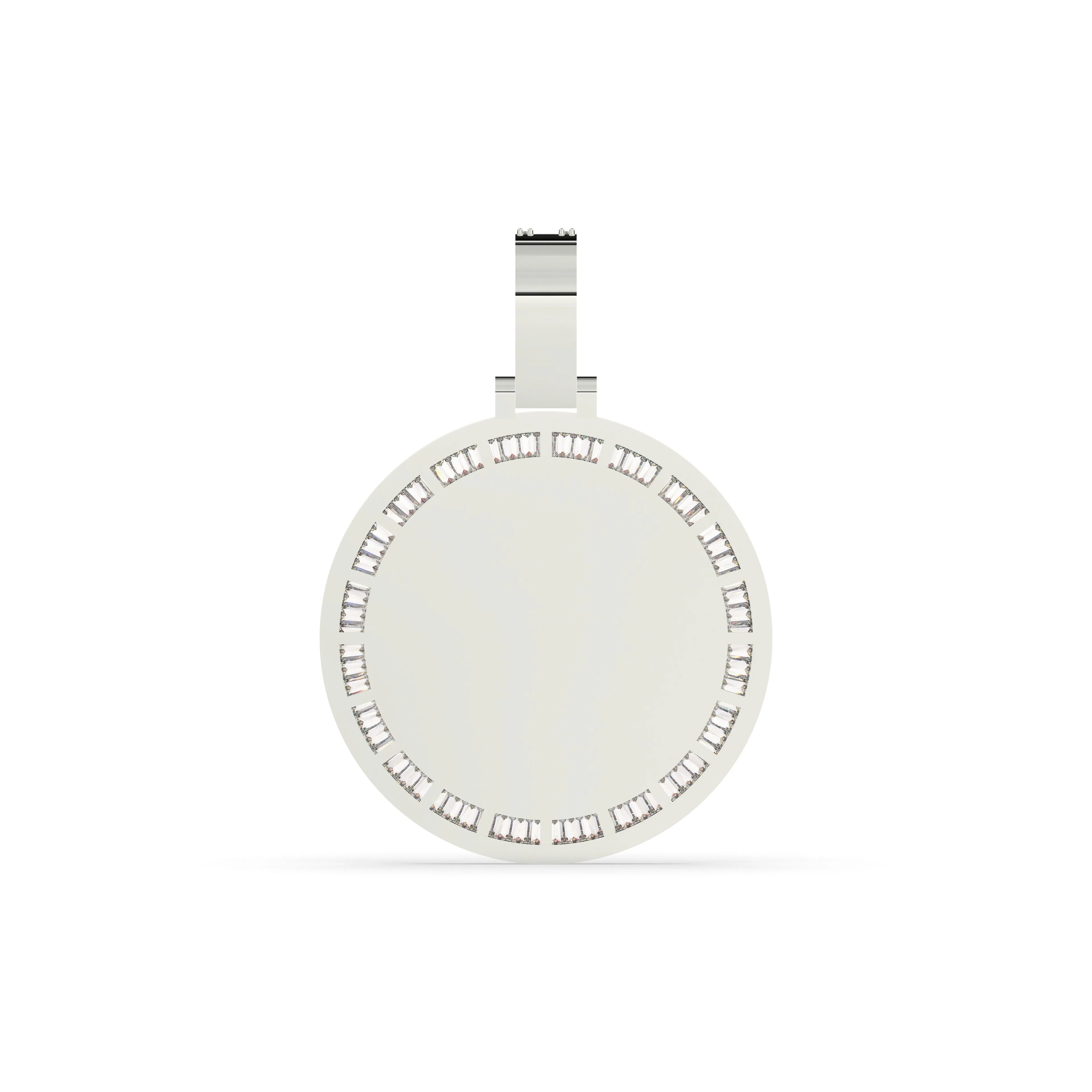 Three-Row Round & Baguette Diamond Memory Pendant