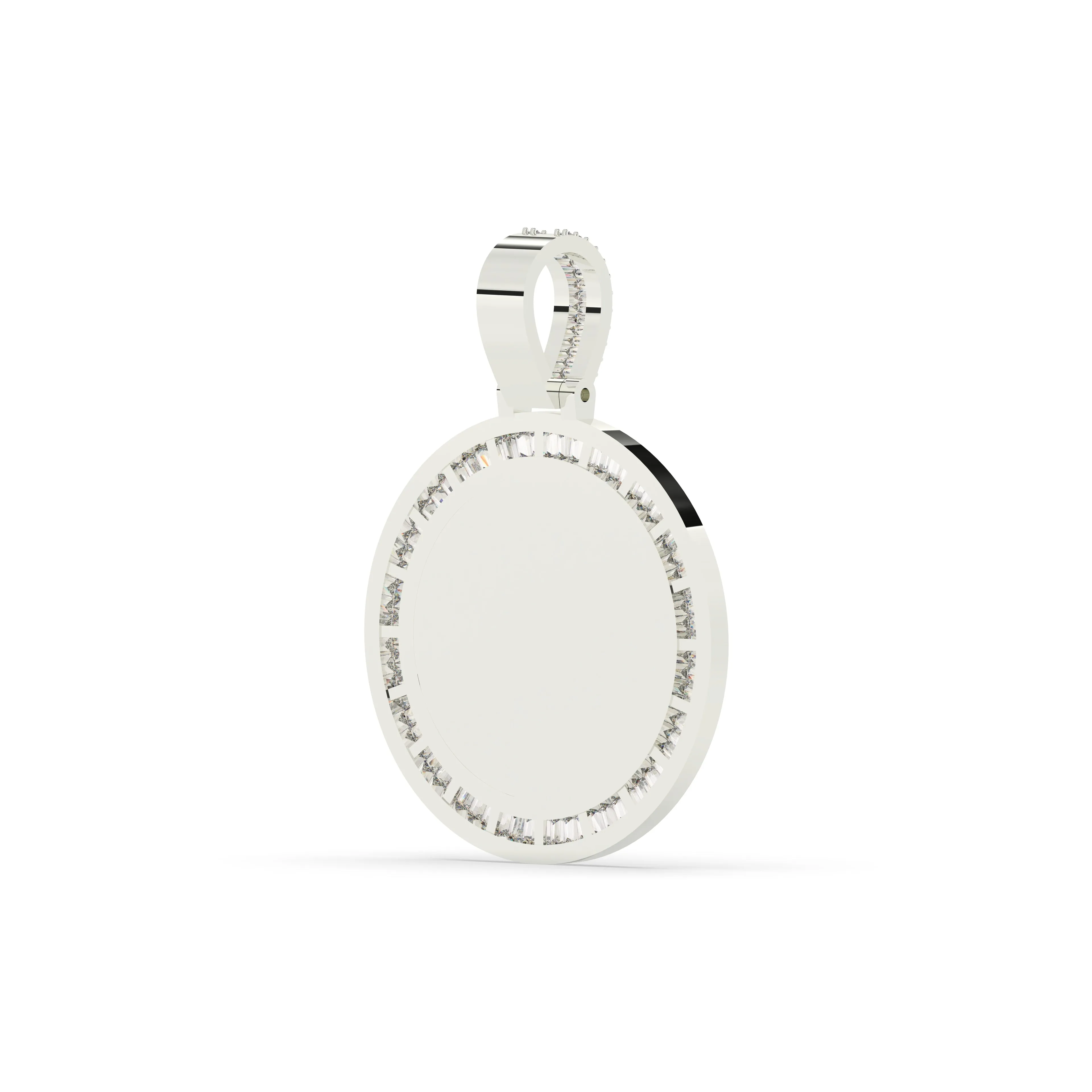 Three-Row Round & Baguette Diamond Memory Pendant