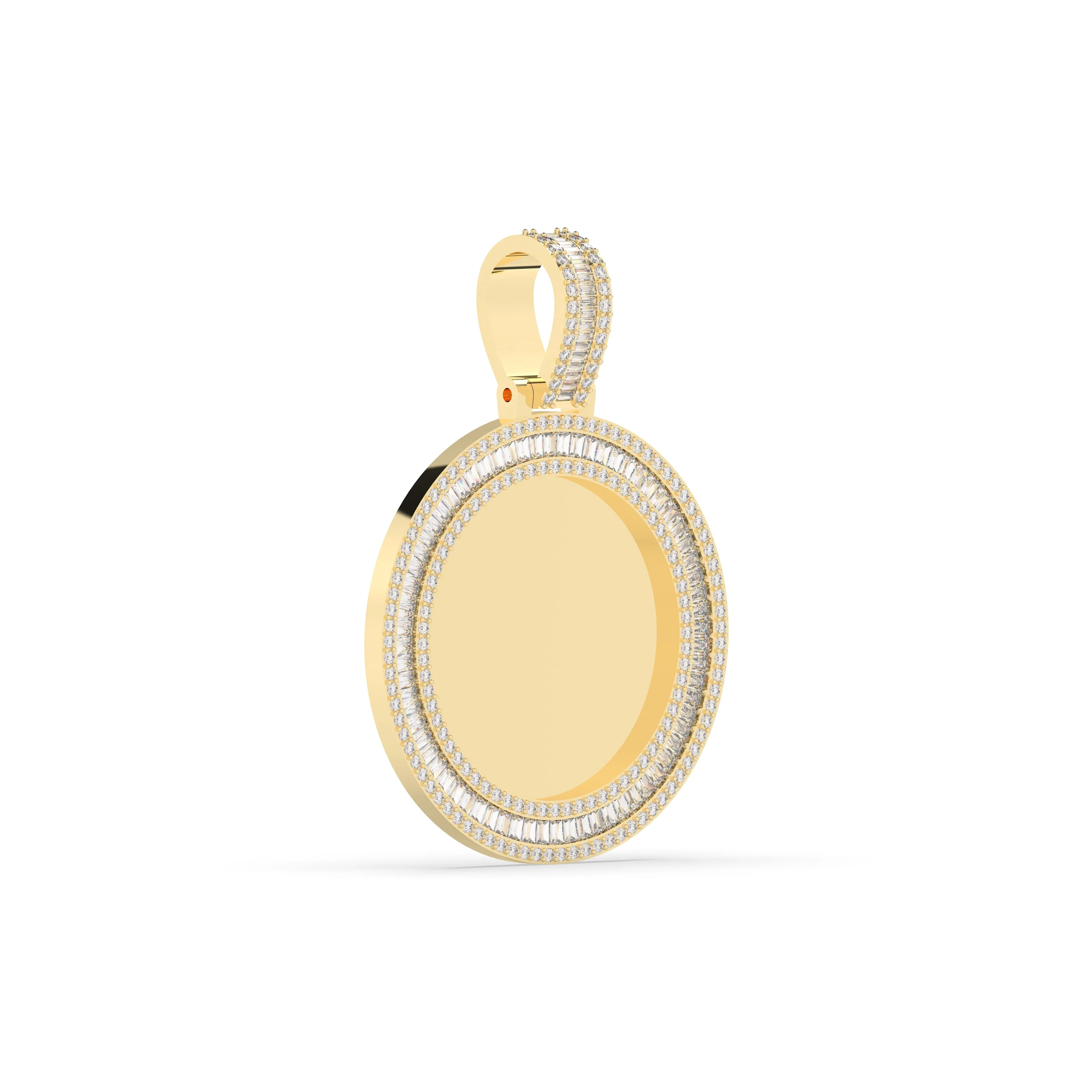 Three-Row Round & Baguette Diamond Memory Pendant