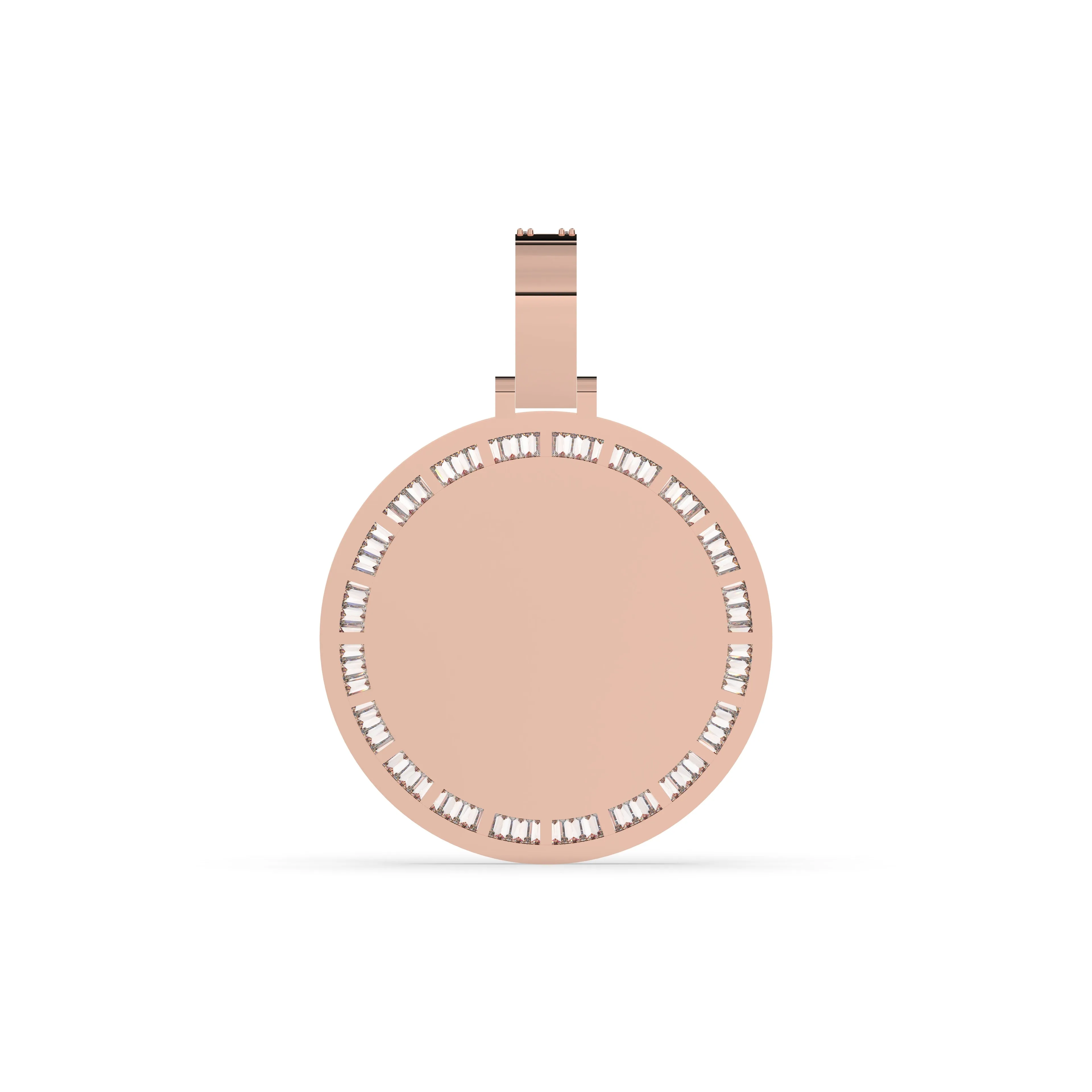 Three-Row Round & Baguette Diamond Memory Pendant