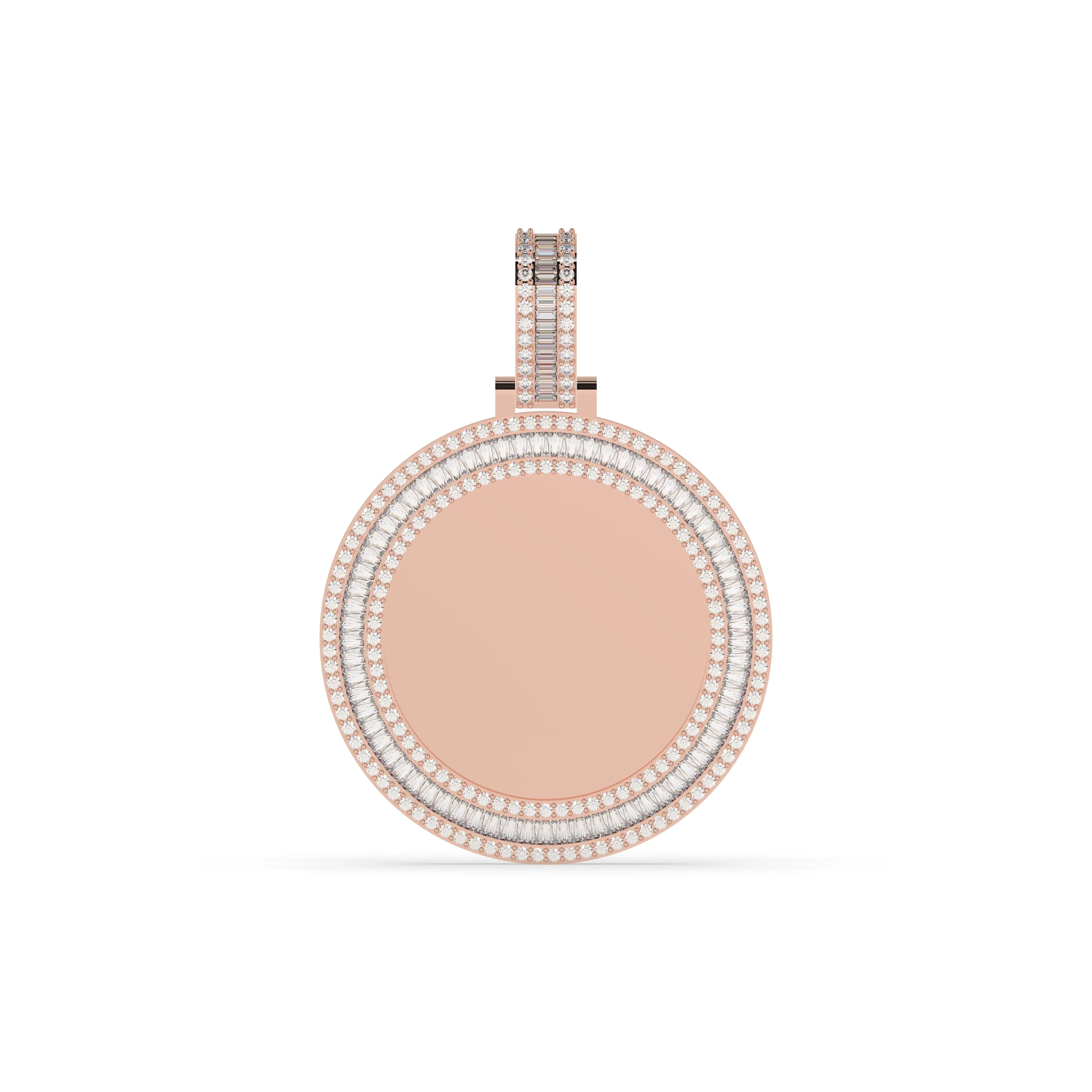Three-Row Round & Baguette Diamond Memory Pendant