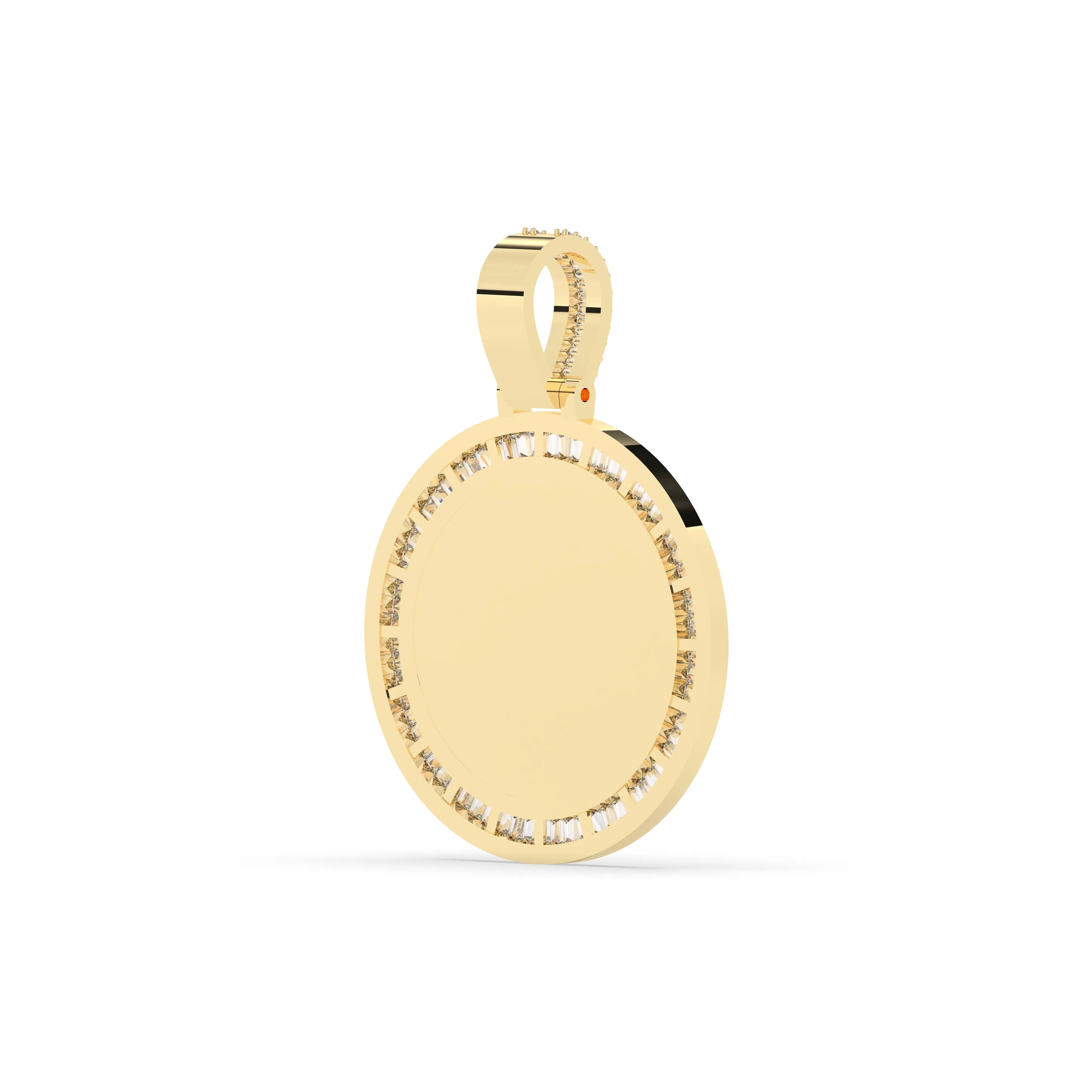 Three-Row Round & Baguette Diamond Memory Pendant