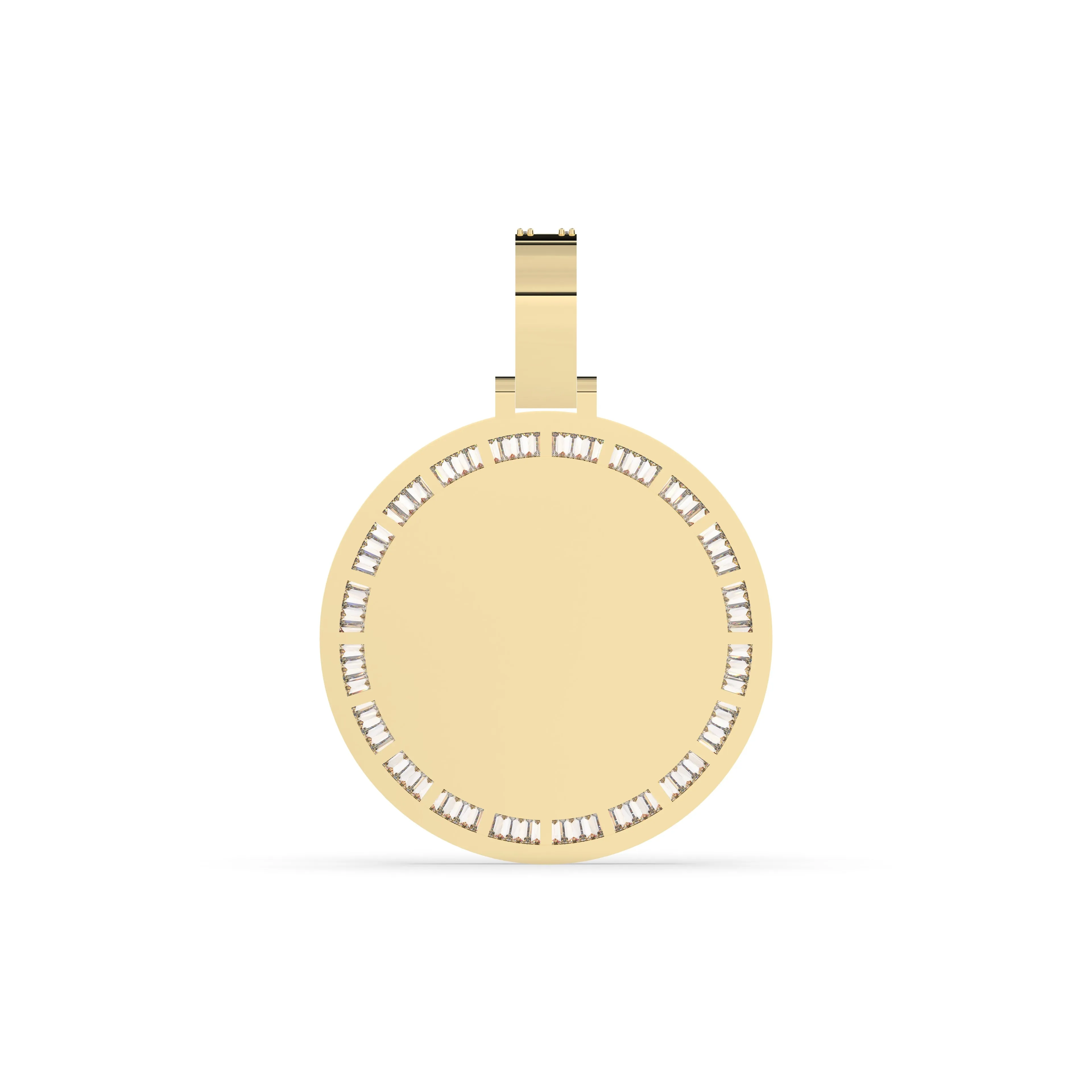 Three-Row Round & Baguette Diamond Memory Pendant