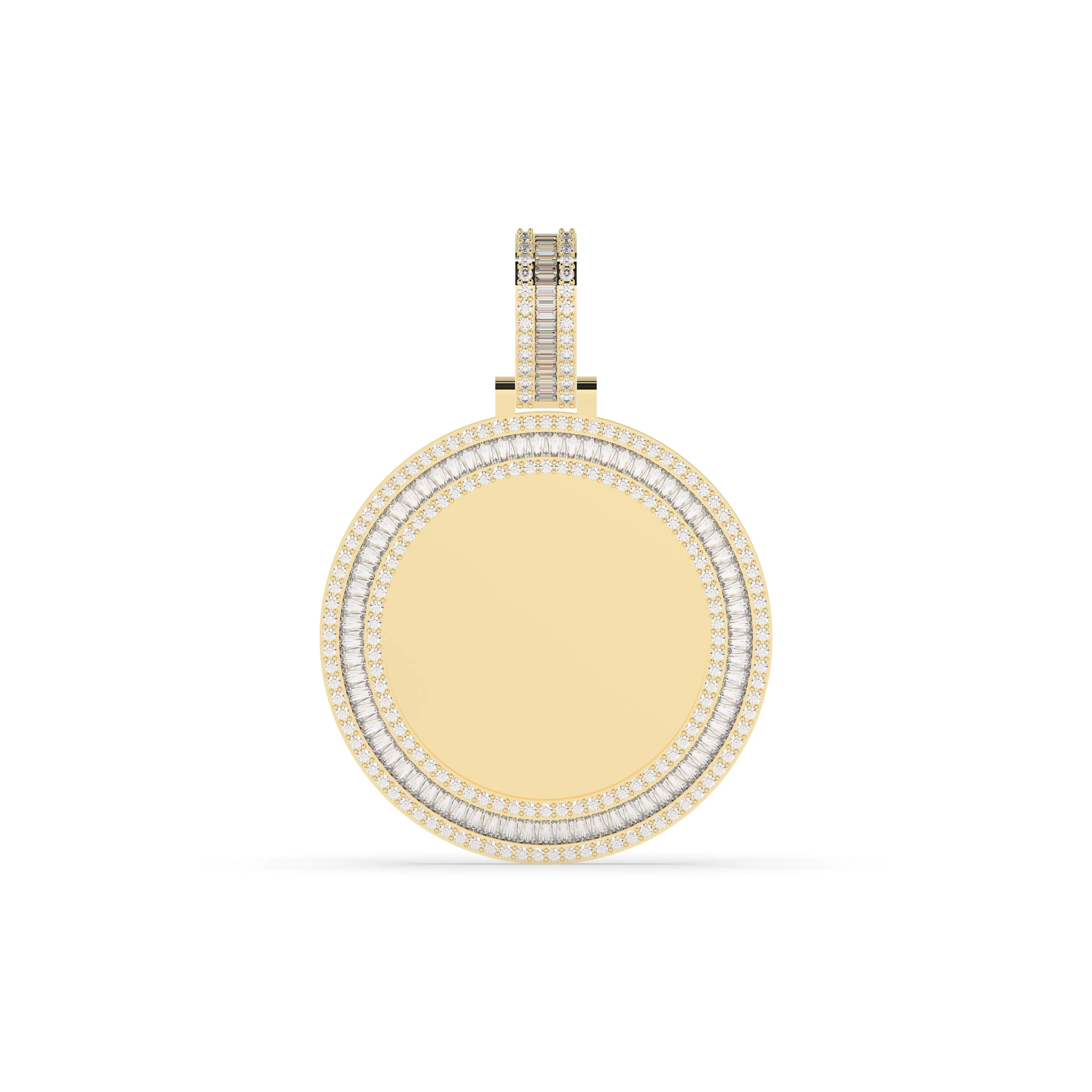Three-Row Round & Baguette Diamond Memory Pendant