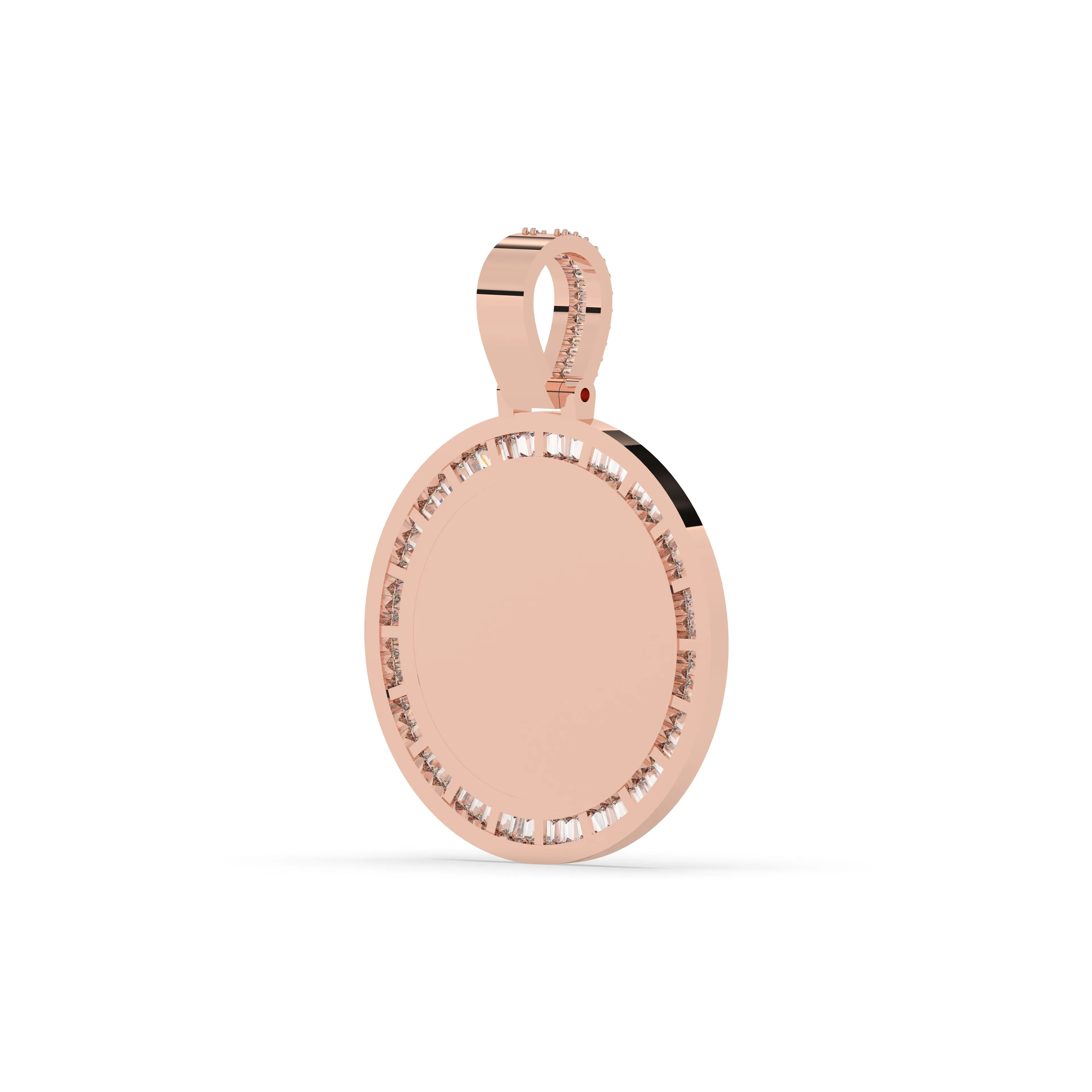 Three-Row Round & Baguette Diamond Memory Pendant