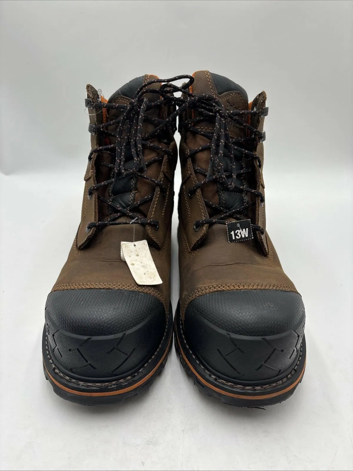 Timberland PRO Men's 6" Boondock Comp Toe Waterproof Work Boots Brown 13W - Very Good