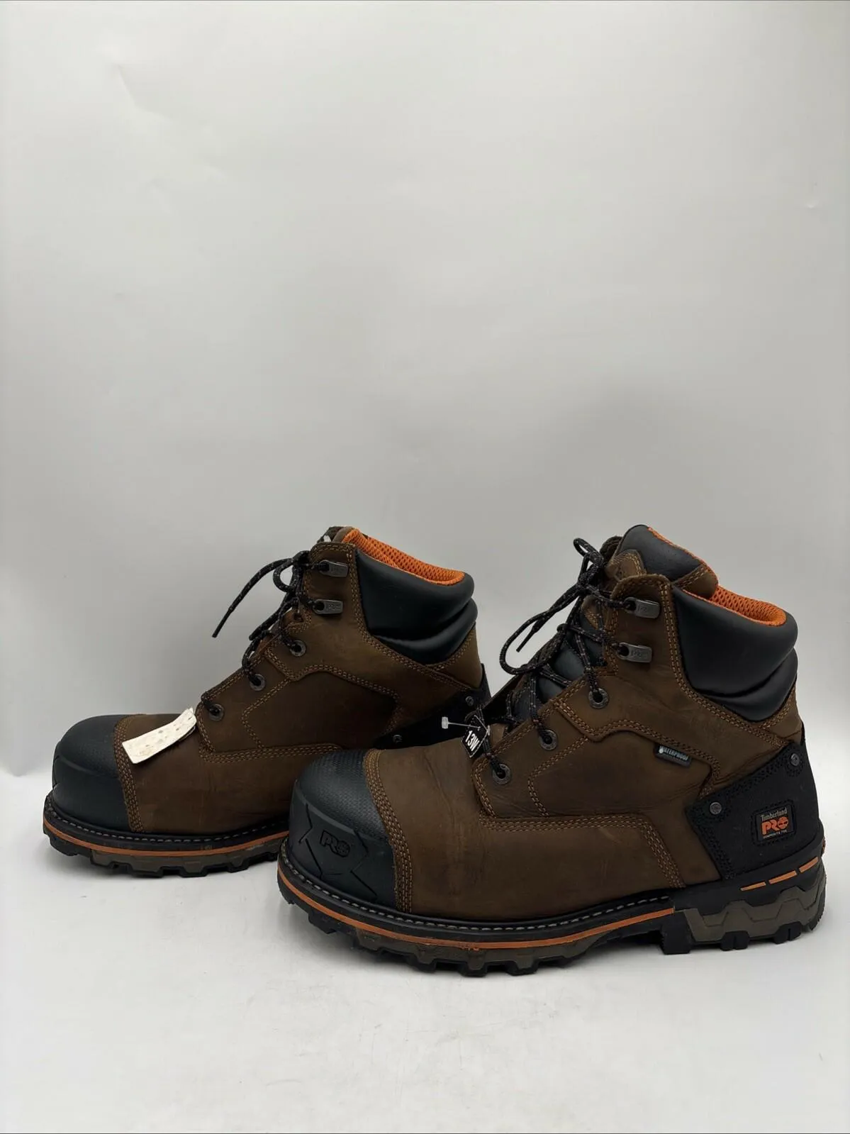 Timberland PRO Men's 6" Boondock Comp Toe Waterproof Work Boots Brown 13W - Very Good