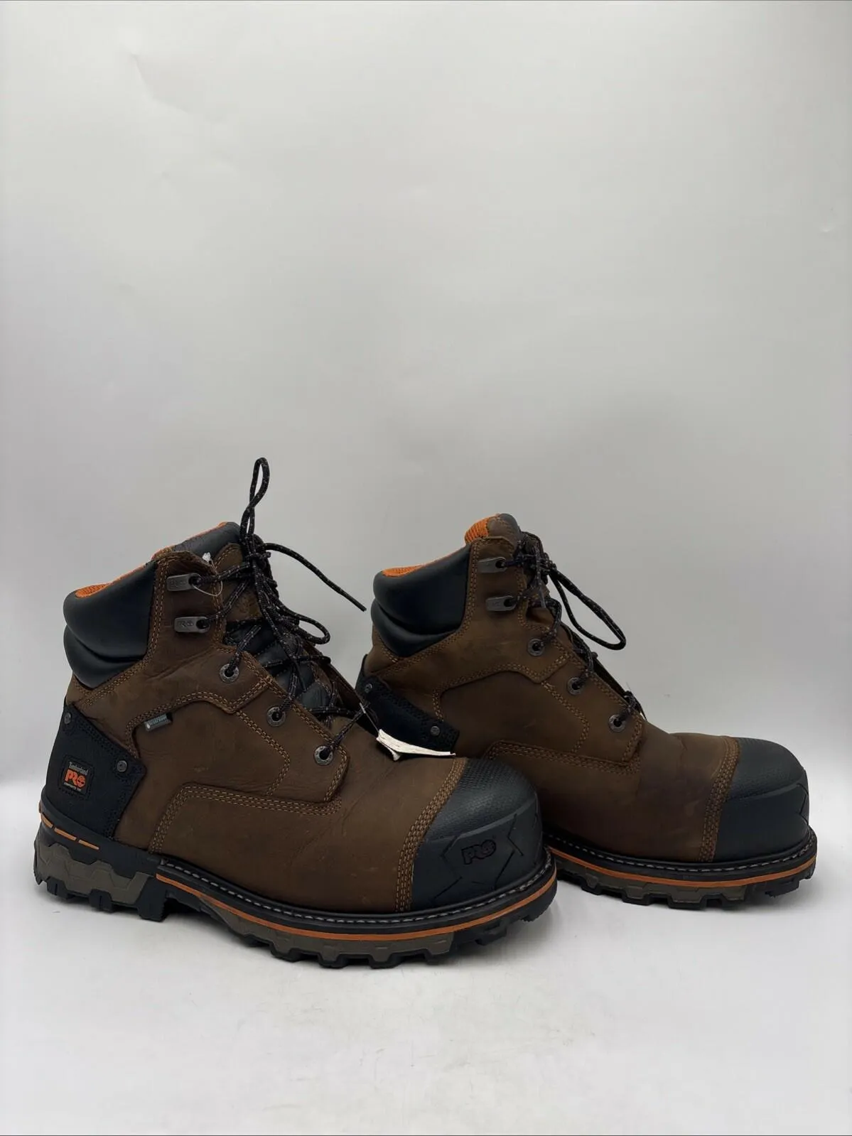 Timberland PRO Men's 6" Boondock Comp Toe Waterproof Work Boots Brown 13W - Very Good