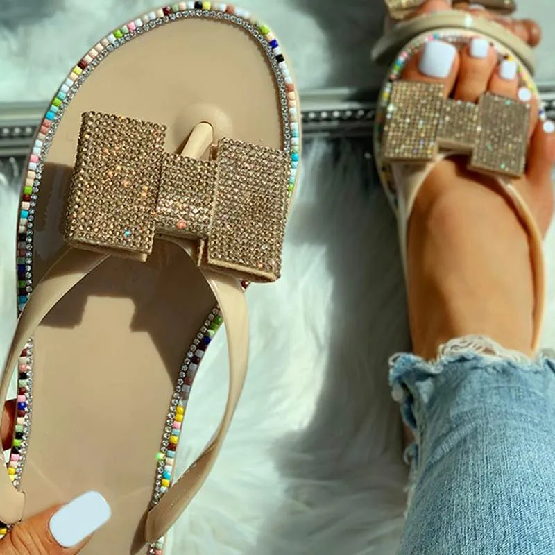 Toe Post Studded Flat Slipper
