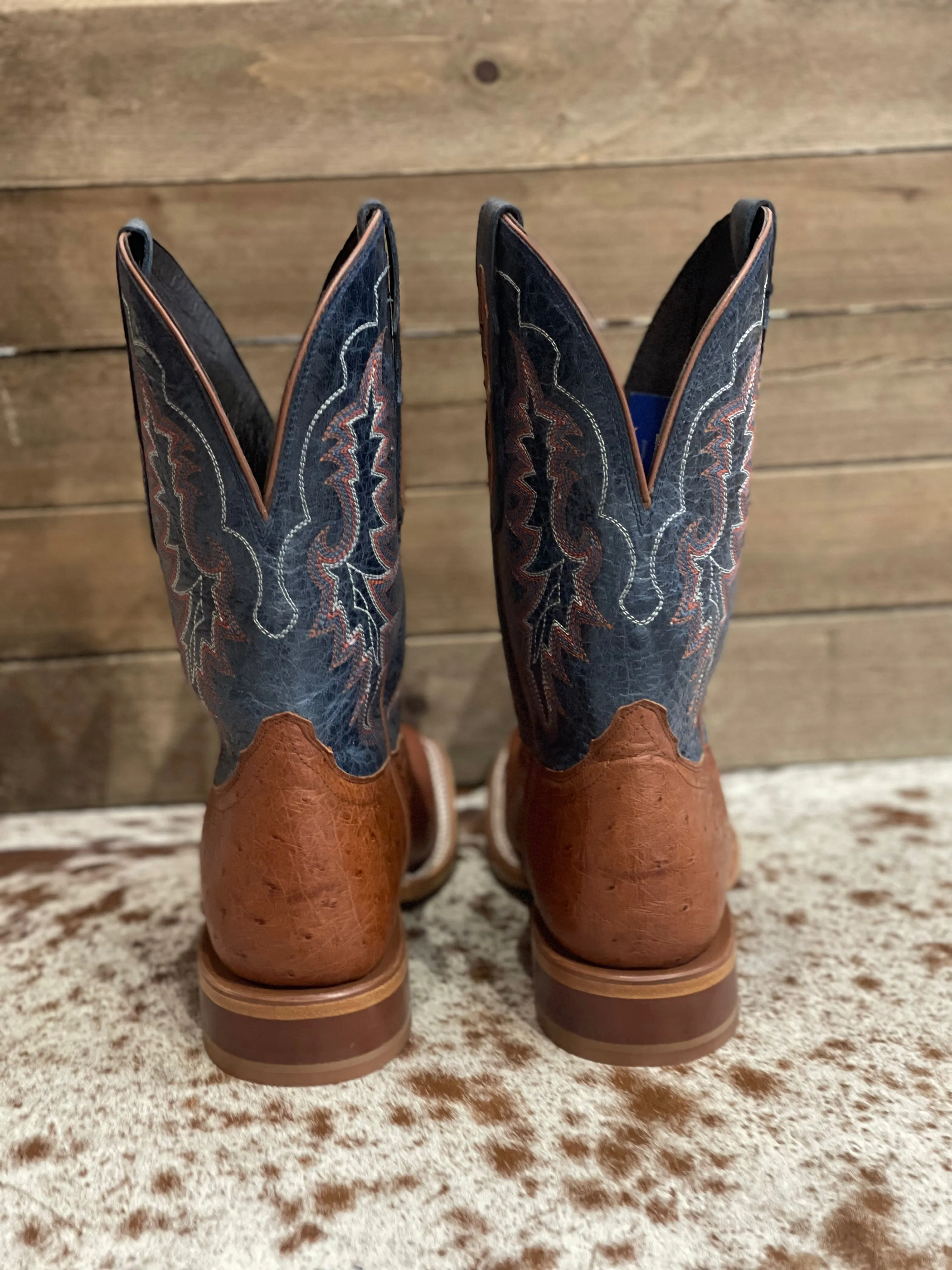 Tony Lama Murillo Brandy Smooth Ostrich Square Toe Boots