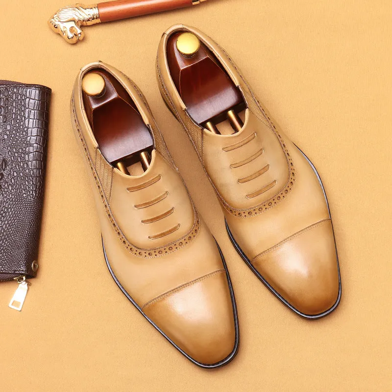 Top Layer Cowhide Men's Leather Shoes Formal Leather Shoes Men's Slip-on Leather Business Oxford Shoes Men's Shoes68872