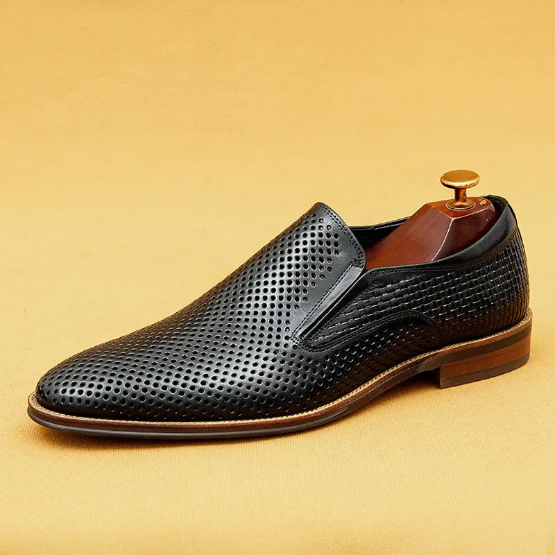 Top Layer Cowhide Men's Leather Shoes Men's Leather Shoes Hollow out Leather Men's Shoes Summer Pedal Business Casual Shoes Soft Sole Breathable Shoes21317