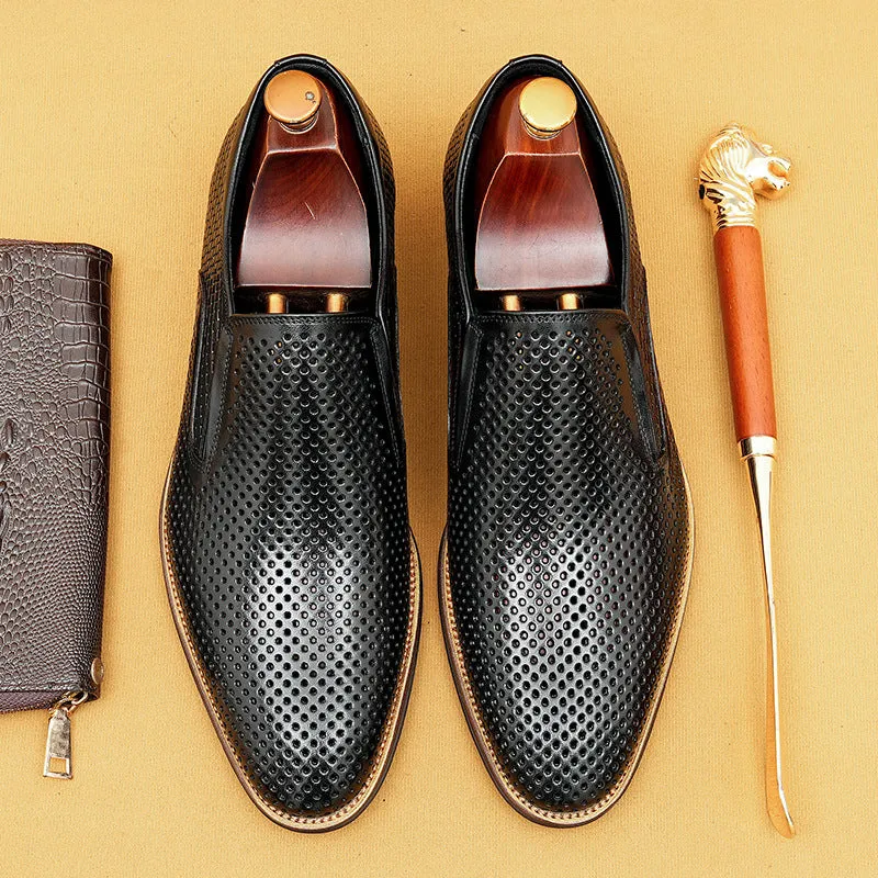 Top Layer Cowhide Men's Leather Shoes Men's Leather Shoes Hollow out Leather Men's Shoes Summer Pedal Business Casual Shoes Soft Sole Breathable Shoes21317