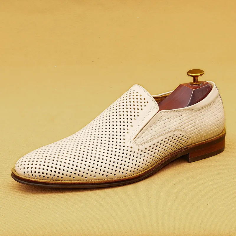 Top Layer Cowhide Men's Leather Shoes Men's Leather Shoes Hollow out Leather Men's Shoes Summer Pedal Business Casual Shoes Soft Sole Breathable Shoes21317