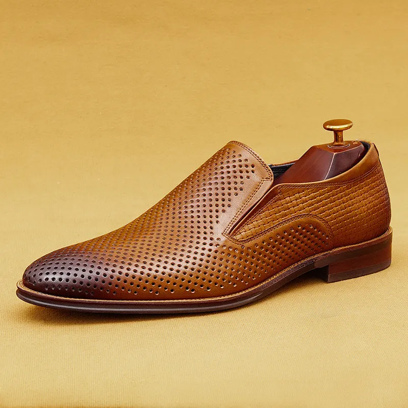 Top Layer Cowhide Men's Leather Shoes Men's Leather Shoes Hollow out Leather Men's Shoes Summer Pedal Business Casual Shoes Soft Sole Breathable Shoes21317