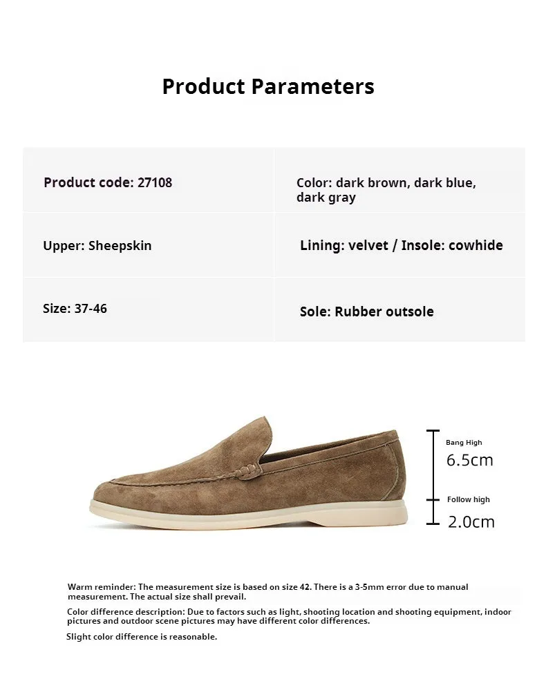 Top Layer Cowhide Men's Leather Shoes Sheepskin Leather Shoes Men's Soft and Genuine Leather Surface Soft Bottom and Wear Resistance Pedal Business Casual Loafers27108